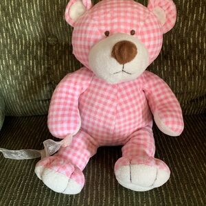 Pink Checkered Teddy Bear Plush Toy
